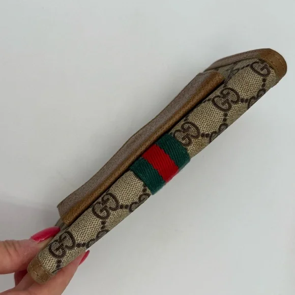 Vintage Gucci Trifold Monogrammed Clutch Brown Tan - Picture 6 of 15